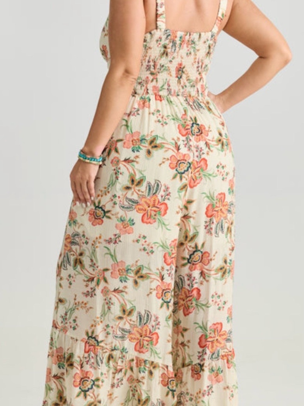 Floral Lace Trim Cinched-Waist Jumpsuit - Picture 4 of 6